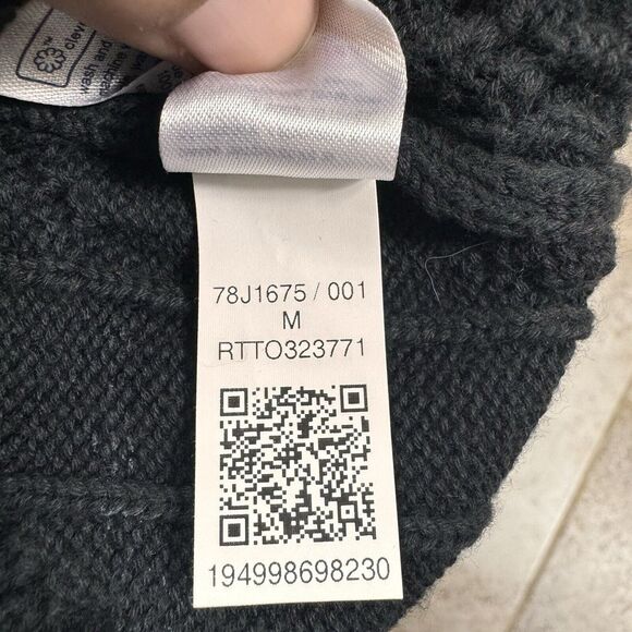 Tommy Hilfiger Cable-Knit Cotton Sweater Mens Medium Black Spellout Chunky - Picture 10 of 10